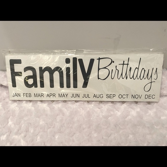 Other - Black & White Family Birthdays Sign w/Hanging Hearts (Birthdates)